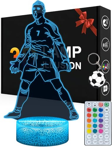 Magiclux Football Player Night Light for Boys,16 Color Changing Dimmable with Remote Room Soccer Decor,Desk Lamp for Football Fans Kids Teens Men Birthday Xmas Gifts
