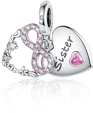 RMMY Infinite Love Sister Charm Anhänger 925 Sterling Silber Charm Bead für Armband Damen Schmuck Perfektes Birthday Muttertagsgeschenk