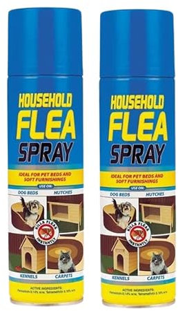 2 x Flea Spray for House Kills Flea Instantly Household Flea treatment for the home Dog Beds Cat Beds Pet Hutches Kennels and Carpets Tick Protection Soft Furnishings 200ml