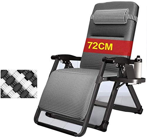 Tumbona Sillas De Jardín Tumbona Plegable Tumbona Tumbona con Portavasos, Balcón De Gravedad Cero Tumbona Plegable Ocio Respaldo Desmontable Almohada para El Cuello (Color, Negro),Gray