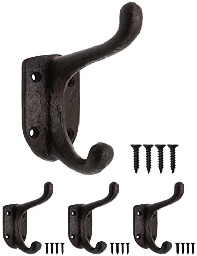 Fuxxer® 3x Rustikale schwere Eisen-Haken, Garderoben-Haken, schwarz, 11 x 8cm, 3er Set