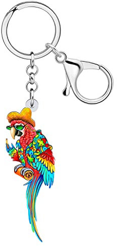 RAIDIN Acryl süßen Papagei Schlüsselanhänger für Damen Mädchen Scarlet Macaw Schlüsselring Geschenke für Auto Handtasche Schlüssel Vogelliebhaber Zubehör (Mehrfach)