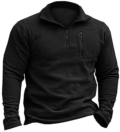 Beotyshow Herren Quarter Zip Fleece Pullover Langarm Sweatshirt Outdoor Taktisch Weich Warm Polar Fleecejacke