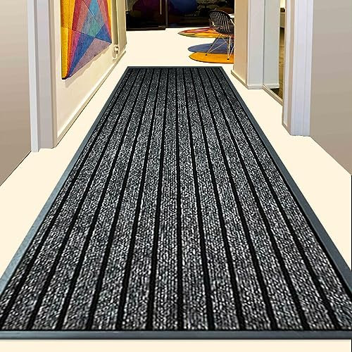 Q Style Ultra Absorbent Moisture Guard Door mat - Door Matts indoor | Indoor and Outdoor Mat | Easy Clean and Durable rubber kithcen mat (Grey, 80 x 150 CM)