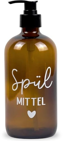 Glas Seifenspender 500ml - Schwarzer Pumpspender, Spülmittelspender für Küche. Handseifenspender für Badezimmer (Spülmittel)