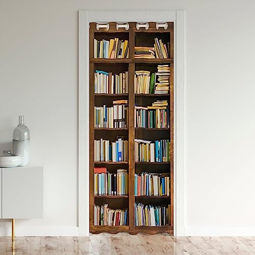 Büchertürvorhang, 132 x 203 cm, Vintage, Bibliothek, Bücherregale, Vorhänge, Innenausstattung, Wohnzimmer, Schlafzimmer, Dekoration, Vorhänge, für den Außenbereich, Eingangsbereich, Dekor