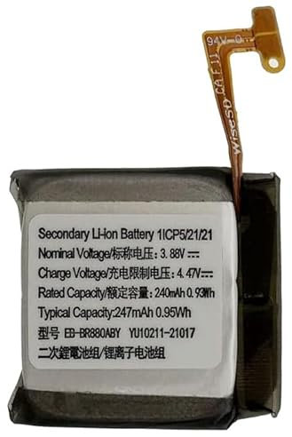 Ukkipower EB-BR880ABE EB-BR880ABY Replacement Battery For Galaxy Watch 4 Classic 42mm SM-R880N SM-R880 R880 R880 Series GH43-05068A 1ICP5/21/21 (3.88V, 240mAh/0.93Wh)