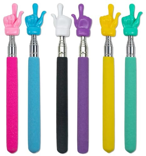 6 Stück Teleskop-Lehrer-Pointer-Sticks für Lehrer, Mini-Zeiger, einziehbar, Klassenzimmer-Zeiger für Grundschule, Kindergarten, Lehrer, Klassenzimmer-Zubehör (mehrfarbig)