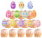 Blumomon 24Pcs Easter Eggs Cupcakes Glitter Happy Easter Cupcake Toppers Egg Cupcake Toppers for Easter Party Cake Decorations
