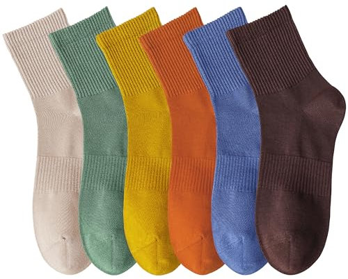 MAGIARTE Herren Mini-Crew Baumwolle Sportsocken Mehrfarbig Running Quarter Socken für Herren 6Paar(Color 04#L) DE