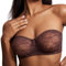 DOBREVA Women's Strapless Bras See Through Sheer Lace Non Padded Underwired Multiway Bra Hazelnut 40C