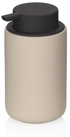 kela Seifenspender 300 ml SANA, Seifenspender beige Keramik, rutschfeste Oberfläche, Pumpflasche, Spülmittelspender, matt