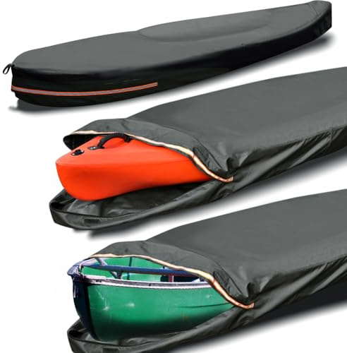 Smikodo 600D Kayak Covers for Outdoor Storage,Kayak Cover 14 ft Canoe Covers Paddle Board Cover Fit 13-16ft,Protects Against Water,UV,Dust for Outdoor/Indoor Storage Grey