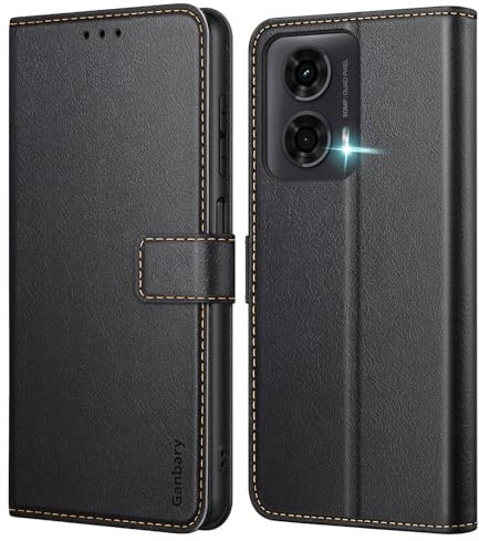 Ganbary Handyhülle für Motorola Moto G24 /G04 4G Hülle, Premium Leder Klapphülle [Kartenschlitzen] [Magnetverschluss] [Standfunktion] kompatibel mit Moto G24 Schutzhülle, Schwarz