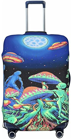 FWJZDSP Reisegepäckabdeckung Trippy Alien Mushroom Aliens UFOs Koffer Elastischer Schutz Waschbare Gepäckabdeckungen X-Large
