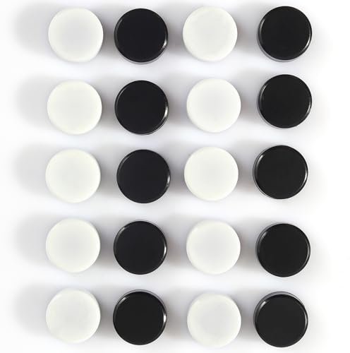 PYJLBX Fridge Magnets - 20 Pcs Heavy Duty Mini Magnets for Whiteboard, Fridge, Notice Board, Office (Black+White)