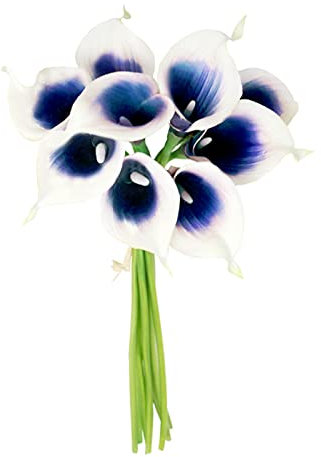 POTRUWE Paquete de Lirios de Cala Blancos Artificiales de 13.0 in, Flores Formales de Lirios de Cala de Marfil, Lirios de Cala Artificiales, Ramo de Boda, Flor de Látex