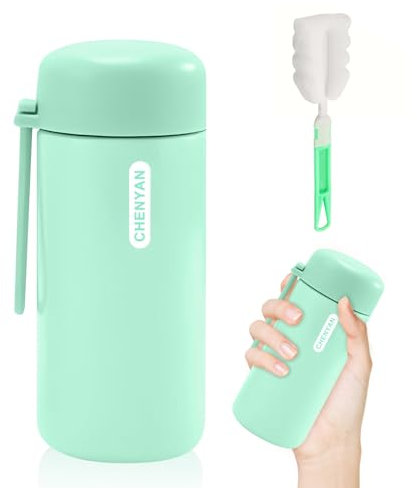 Small Flask 150ml, Mini Insulated Cup, Portable Travel Small Drinks Bottle with Carry Handle,Stainless Steel Leakproof Double Wall Vacuum Thermos Mug for Hot Cold Drinks Water Milk Juice Coffee (Mint)