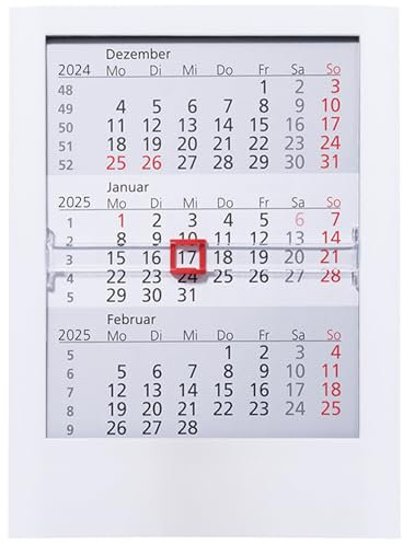 Güss 3-Monats-Tischaufstellkalender 16x12cm Kunststoff weiß