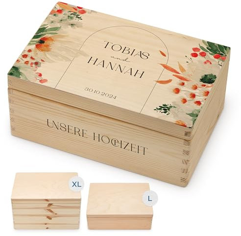 Amari ® Personalisierte Erinnerungsbox aus Holz | Frühlingsduft (001.13) | Individuelles Hochzeitsgeschenk Erinnerung Hochzeit Personalisiertes Holzkiste