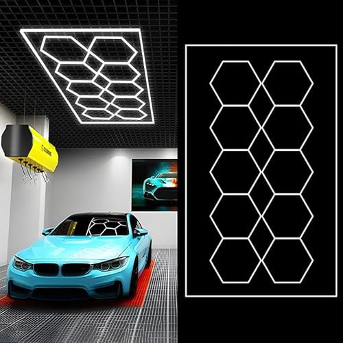 Sedtonmu Hexagon LED Garage Light, 6500K Sechseck Led Autogaragenlicht for Garage, Werkstatt, Lager, Keller, Fitnessstudio etc.,6000k,2