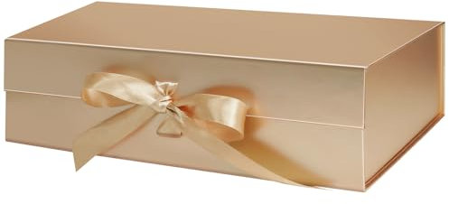 Roségoldene Geschenkboxen mit Deckel, 26,7 x 19 x 7,8 cm, magnetische Geschenkbox mit Bändern, Geschenkboxen für Halloween, Weihnachten, Geburtstagsgeschenk, Hochzeit