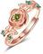 Zeuslia Rosegold Rose Ringe Silber 925 Verstellbar Peridot Ring Mit Geburtsstein August Schmuck Geschenke für Damen Frauen