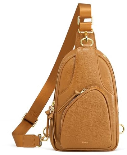 Kattee Sling Bag für Damen Gürteltasche aus Leder Kleine Brusttasche Umhängetasche mit RFID-Blockierung für Reisen und Outdoor