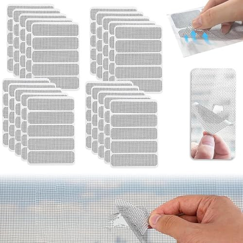 Ripara Zanzariera,100 Pezzi Velcro Adesivi per Zanzariera Kit Impermeabile Toppe Zanzariere Nastro Ripara Zanzariere per Riparazione di Finestre e Porte Anti-zanzara Insetto（1.5 * 6 cm）