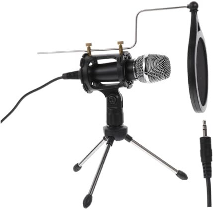 COSMEVIVI 1juego Micrófono De Condensador con Soporte y Filtro para Grabación Ordenador y Móvil Set Completo para Streaming y Clases Online Negro