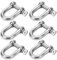 6 Stück M8 Edelstahl Schraube Schäkel Cosswe 304 D Ring Schäkel sperren Schäkel gerade Kurze D Schäkel Edelstahl, für Takelage Stahlseil Kordeln Ketten Schäkel
