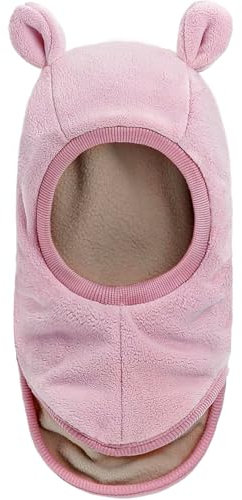Rumicet Warme Schalmütze für Kinder, Beanie Mütze mit süßen Hasenohren, Wintermütze für Baby und Kleinkind, geeignet für 1-5 Jahre, Pink, für Jungen und Mädchen