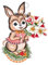 Fensterbild Ostern Plauener Stickerei farbig Osterhase mit Blumen 24x16 cm