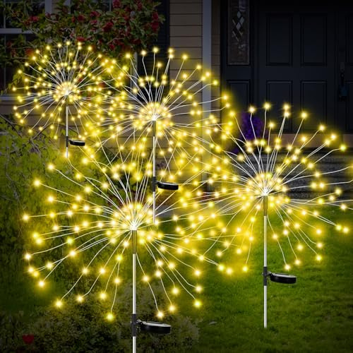 NOVEMBER SPRING Solar Garden Lights for Christmas Decoration,600 LED Outdoor Starburst Fairy Lights Firework Decorative Pathway Lighting Lamp,Solar Powered DIY Shape Home Garden Accessories
