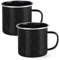 YZROHYI 2 Stück Camping Becher Emaille Tasse 350 ML,Emaille Becher Edelstahl,Kaffeebecher Emaille Retro,Enamel Mug,Emaille Tasse Outdoor,Kaffeetasse mit Henkel,Wanderbecher Mehrweg für Zuhause