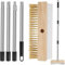 Brosse de four à pizza avec racloir, brosse à pierre à pizza en laiton avec manche long amovible de 145 cm, outil de nettoyage pratique et robuste pour barbecue commercial, maison, cuisine, barbecue