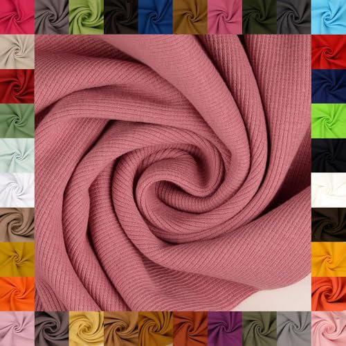 fingsi Stoffe Linus Bündchenstoff Grobstrick Schlauchware Coupon Uni - 27cm Schlauchbreite - 95% Baumwolle, 5% Elasthan (10. Altrosa 1,0m)
