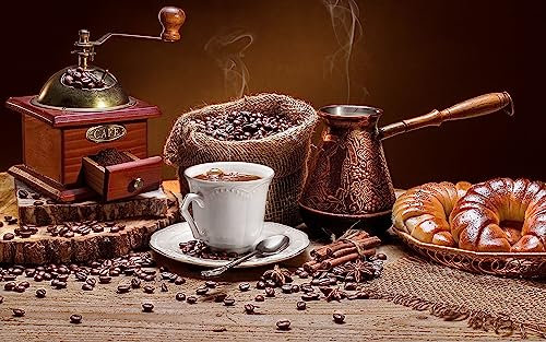 Jigsaw Puzzles For Adults 1000 Coffee On The Table With Croissants And A Coffee Grinder 75 * 50Cm