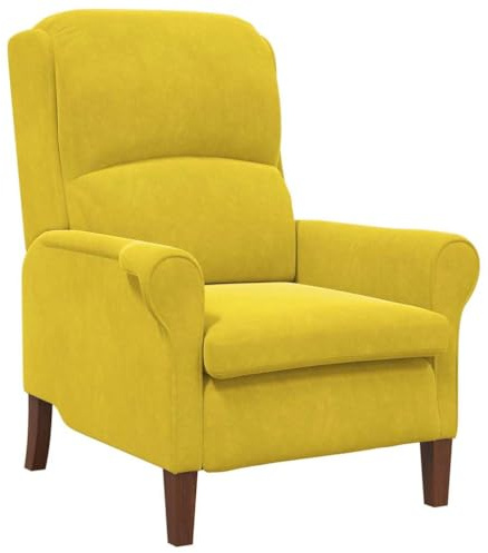 vidaXL Armchair Yellow 76 x 94 x 102 cm Velvet, Stylish Velvet Armchair, Comfortable Indoor Seating, Durable Wooden Frame, Plush Cushion, Modern Design, Elegant Living Room Chair