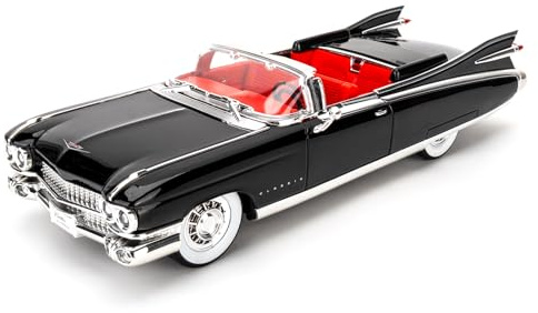 TGRCM-CZ 1/24 Cadillac Eldorado Biarritz Serie Modellauto, Zinklegierung Zurückziehen Fahrzeuge Modellauto mit Klang und Licht für Sammler & Kinder 3 Jahre alt Geburtstagsgeschenk (schwarz)