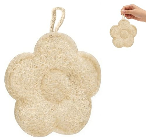 Esponja de Lufa Natural, Ligera y Exfoliante | Esponja Ducha Natural: Exfoliante Suave, Secado Rapido, Ligera y Compacta, Ideal para Viajes y Uso Diario