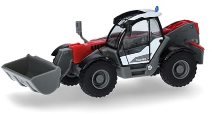 Herpa LKW Modell Liebherr Teleskoplader T60-9S Feuerwehr, Miniatur im Maßstab 1:87, Sammlerstück, Made in Germany, Kunststoff