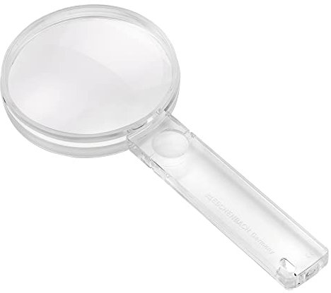 Eschenbach 2612601 - Leseglas mit Zusatzlinse im Griff, Gute Orientierung beim Lesen durch transparente Linsenfassung, Abmessungen Linse: Ø 60 mm, Vergrößerung: 2,7X, Dioptrie: 6,7