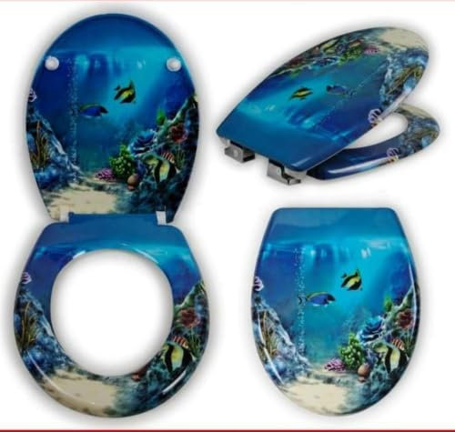 Hayrets Toilettendeckel Duroplast mit Absenkautomatik, WC-Sitz mit Aquarium Motiv und leichter Reinigung, Klodeckel passend für handelsüblichen WC-Becken, Belastung der Klobrille 150kg
