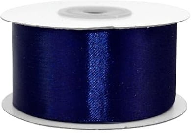 Satinband 38mm x 25m Rolle - FARBAUSWAHL in 3/6/12/18/25/38/50/75/100mm - farbecht & waschbar - Schleifenband für Hochzeit - Geschenkband zum Verpacken Dekorieren Basteln - Dunkelblau 370