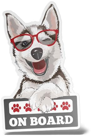 Erreinge Aufkleber Dog On Board-geformte Aufkleber PVC-Fensteraufkleber für Auto-Windschutzscheibe Motorrad-Sturzhelm Maschine - Cm 10