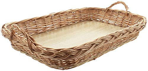 Dekoleidenschaft großes Tablett aus Weide, mit Griffen, 50x35 cm, Serviertablett, Korbtablett rechteckig, Tragetablett, Weidentablett, Kaffeeetablett