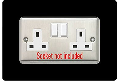 Double Socket Surround, Square Acrylic Back Panel Finger Plate, Decorative Frame for Neat and Tidy Finish, Font Colour:Black