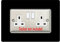 Double Socket Surround, Square Acrylic Back Panel Finger Plate, Decorative Frame for Neat and Tidy Finish, Font Colour:Black