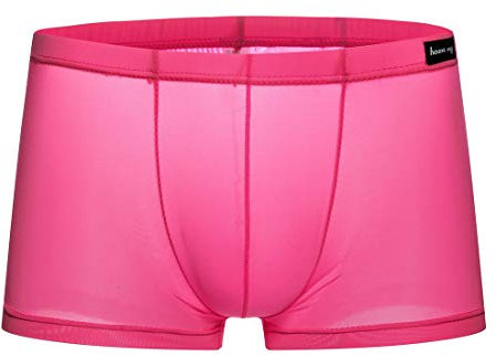 Panegy sous-vêtements Boxer Homme Sculptante Respirant Simple Élastique Caleçon Lingerie Confortable Couleurs Pures Différents Taille M-XXL, Rose, M